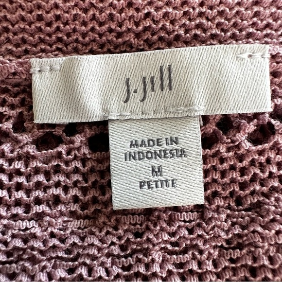 J. Jill Mauve Pink Open Weave Crochet Long Sleeve Knit Sweater MP - Picture 6 of 7